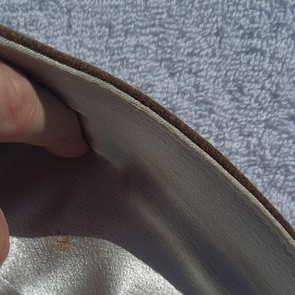 Elegant Tan Suede Clutch with Floral Accent By Swarvoski. - Picture 9 of 9